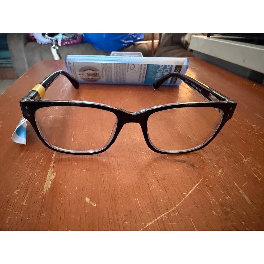 Foster Grant Tristan BLK Blue Light Readers +2.00 Black Clear Frames TG0721